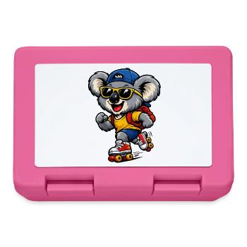 Koala mit Rollschuhen – Süßes Freizeitmotiv - Brotdose - Pink - Vorne