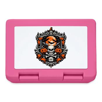 Barocker Halloween Schädel mit Mondkürbis - Brotdose - Pink - Vorne
