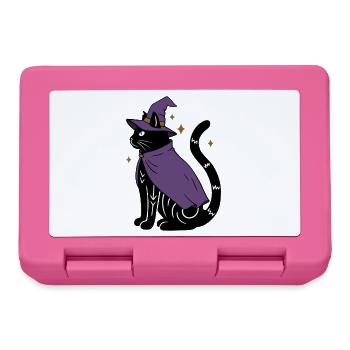 Magische Halloween Katze als Hexe - Bunt - Brotdose - Pink - Vorne