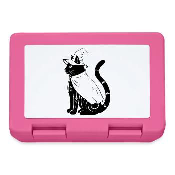 Magische Halloween Katze als Hexe - Ohne Sterne - Brotdose - Pink - Vorne
