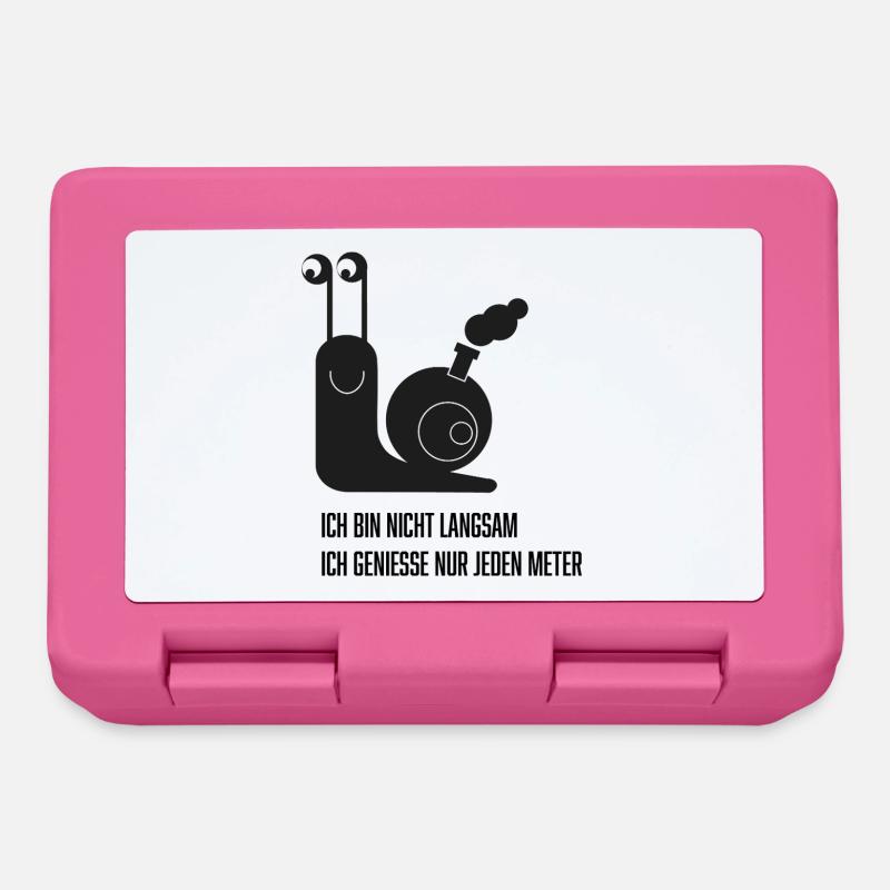 Escargot avec une drôle de phrase - Boîte à goûter - rose