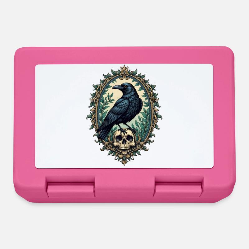 Corbeau avec crâne - Boîte à goûter - rose