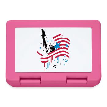 amerikanische Flagge und Freiheitsstatue - Brotdose - Pink - Vorne