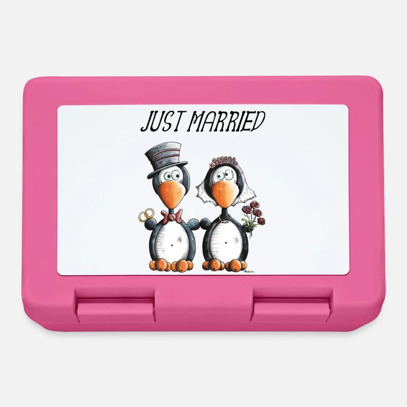 Just Married Penguins - Lunchbox - pink