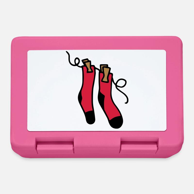 Socken an Wäscheleine - Bunte Socken Geschenkidee - Brotdose - Pink