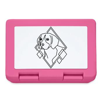 Beagle in geometrischer Form - Line-Art-Design - Brotdose - Pink - Vorne