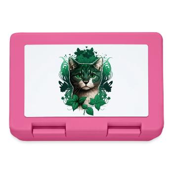 Katze mit Efeu Rahmen - Brotdose - Pink - Vorne