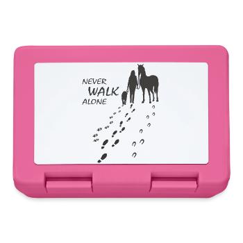 Hund Pferd Reiterin - Never walk alone, Backprint - Brotdose - Pink - Vorne