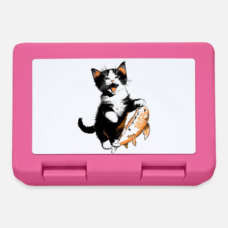 Chaton avec Big Salmon – Kitty with Fish - Boîte à goûter - rose