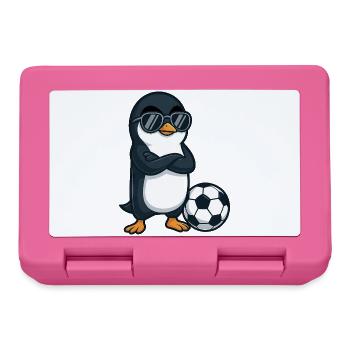 Cooler Pinguin Sonnenbrille Fußballspieler - Brotdose - Pink - Vorne