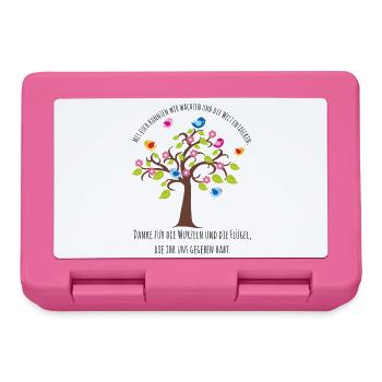 Daycare Farewell - Tree Birds Roots Wings Thank You - Lunchbox - pink - Front