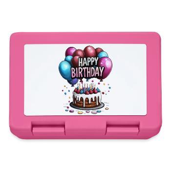 Happy Birthday Cake Baloons Party Birthday - Lunchbox - pink - Front