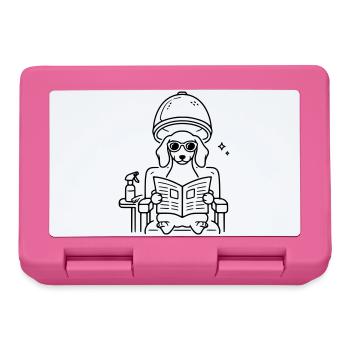 Hund Dackel beim Frisör Minimalistisch Line Art - Brotdose - Pink - Vorne
