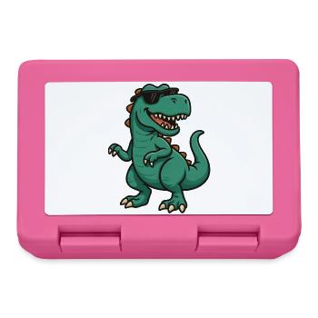 Dino with sunglasses cartoon - Lunchbox - pink - Front