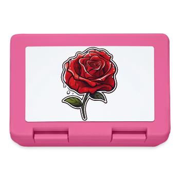 Rote Rose Tattoo-Stil Motiv - Brotdose - Pink - Vorne