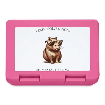 Capybara- Keep Cool, Be Capy - Minimalist Design - Brotdose - Pink - Vorne