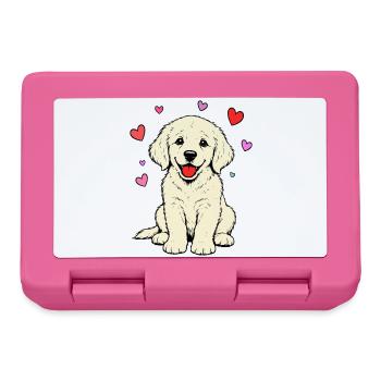Golden_Retriever_Welpen_sitzend_Herz_beige - Brotdose - Pink - Vorne