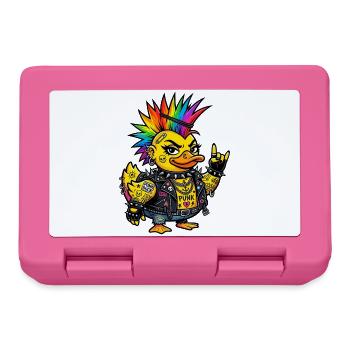 Punk-Gummiente mit Regenbogen Irokesenschnitt - Brotdose - Pink - Vorne