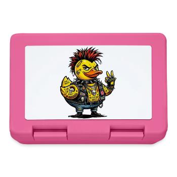 Male Punk Rubber Duck with Mohawk - Lunchbox - pink - Front