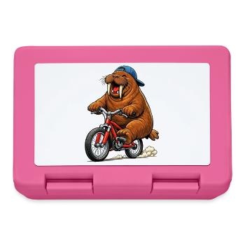 Walrus on the bike - Lunchbox - pink - Front