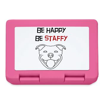 Phrase "sei glücklich, sei staffy" Merkmal – 114b - Brotdose - Pink - Vorne