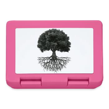 Arbre de vie aux racines – Noir et Blanc - Boîte à goûter - rose - Devant