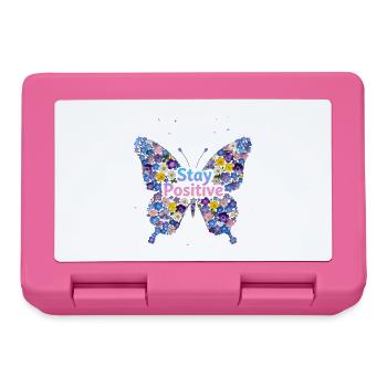 Floral Butterfly Stay Positive - Lunchbox - pink - Front