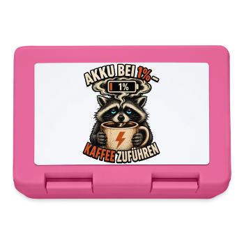 Akku Bei 1 Prozent – Waschbär Kaffee Humor  - Brotdose - Pink - Vorne
