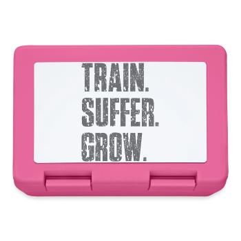 Train Suffer Grow Grunge Theme - Gray - Lunchbox - pink - Front