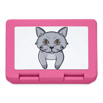 Cute Grey Cat Face Peeking Kitten Portrait - Lunchbox - pink - Front