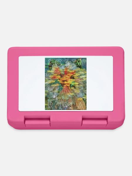 Costa Rica Tropenblätter Collage - Brotdose - Pink
