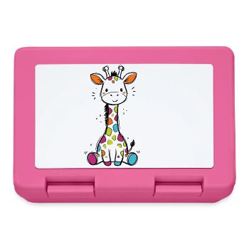 Süße Bunte Giraffe Kinder Baby Safari T-Shirt - Brotdose - Pink - Vorne
