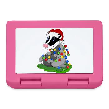 Weihnachtsdachs mit Lichterketten - Brotdose - Pink - Vorne