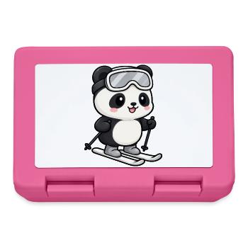 Süßer Panda Kawaii Skifahrer Cartoon - Brotdose - Pink - Vorne