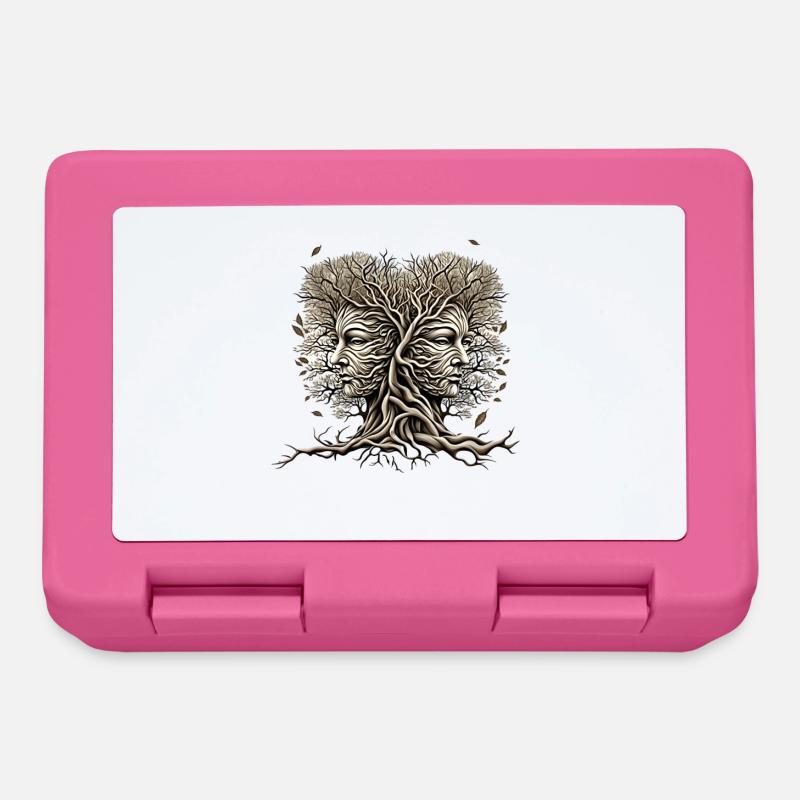 Tree Faces With Leaves Blowing Cool Nature Lover - Lunchbox - pink