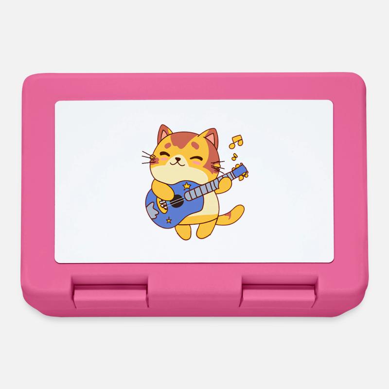 Chat guitariste - Boîte à goûter - rose