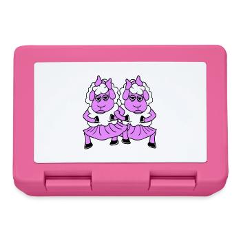 2 Couple de moutons Fatigué Ennuyé Copines Cool - Boîte à goûter - rose - Devant