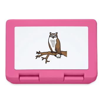Owl Bird Eagle Owl Branch Tree Woodland Barn Owl Owl Cute - Lunchbox - pink - Front