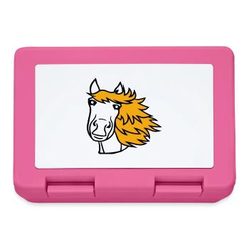 Pferd Süß Pony Fohlen Lange Haare Niedlich Comic - Brotdose - Pink - Vorne