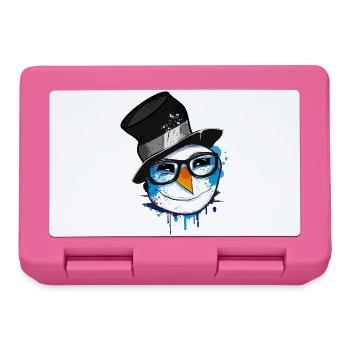 Snowman with nerd glasses - Lunchbox - pink - Front