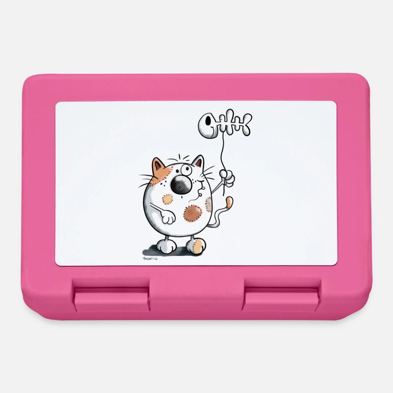 Cat with a fish balloon - Lunchbox - pink