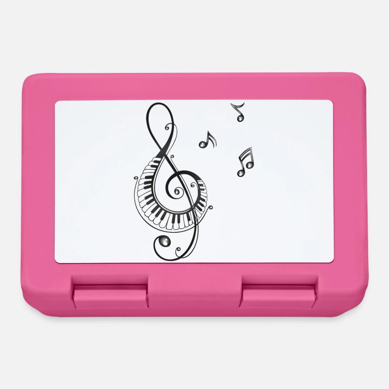 Clef avec des notes, piano et de musique - Boîte à goûter - rose