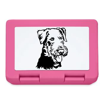 Airedale Terrier Head - Lunchbox - pink - Front
