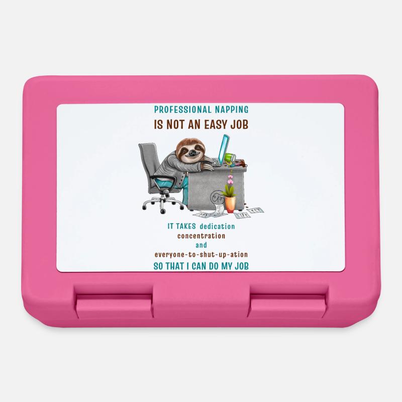 Funny Sloth in the Office Cool Saying - Lunchbox - pink