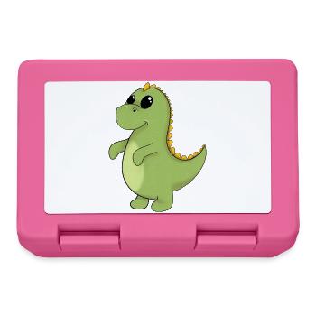 Fröhlicher GrünDino - Brotdose - Pink - Vorne