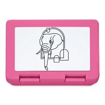 Elefant in geometrischer Form - Line-Art-Design - Brotdose - Pink - Vorne
