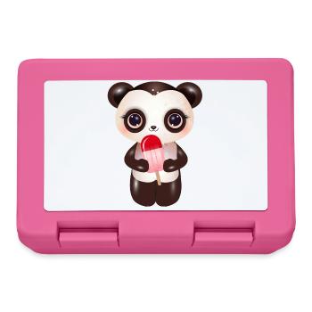 Cute panda with red ice cream on style - Lunchbox - pink - Front
