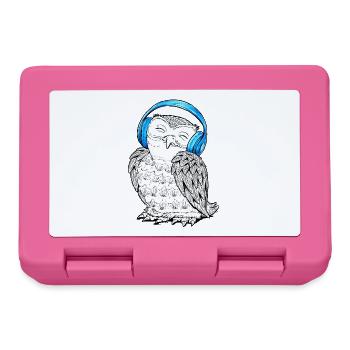 Owl with headphones - Lunchbox - pink - Front