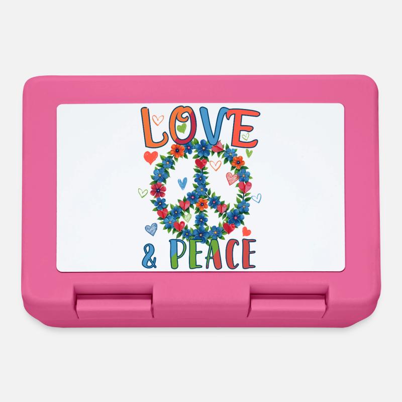Love & Peace Blumen-Power Design - Brotdose - Pink