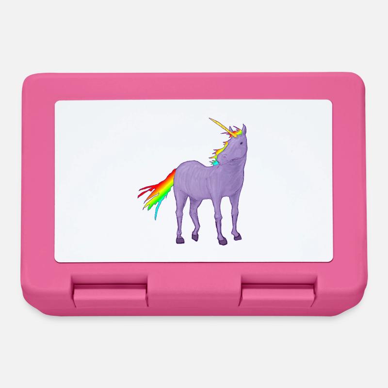 Licorne robe violette et crinière arc-en-ciel - Boîte à goûter - rose